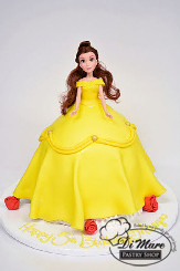 Beautiful fondant Princess Belle cake- Barbie and color customizable