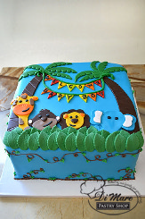 Square Jungle Baby Shower Cake