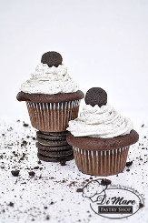 Dark chocolate cake filled and topped with our oreo buttercream