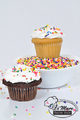 Our traditional cupcakes- vanilla or chocolate cake filled and topped with vanilla or chocolate buttercream