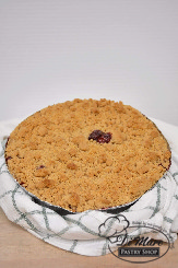Perfect for a cherry lover- our Cherry Cobbler topped with crumbs.