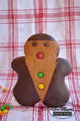 Yummy gingerbread dipped in chocolate and decorated with M&M&rsquo;s.