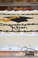 For larger celebrations this Half Sheet cake is a great way to celebrate your graduate! Completely customizable to for your school colors.