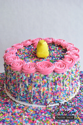 Our yummy cakes covered with sprinkles and topped with a cute Peep!