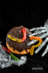 Did these donuts come back from the dead? They sure look like it! Topped with cookie crumbs and gummy worms.