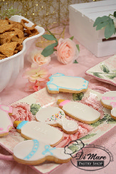 Precious baby shower themed cookies displayed for our 2018 Cake Tasting. Colors and decorations can be altered to your request.