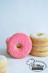 Shortbread cookies topped with sanding sugar.