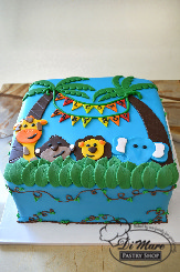 Square jungle baby shower cake